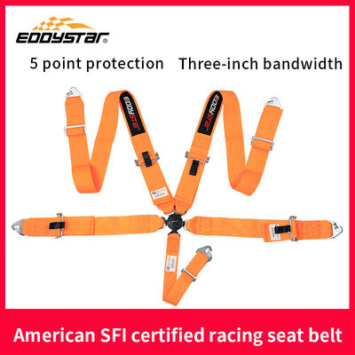 EDDYSTAR Thắt lưng an toàn ô tô chạy đua bằng nylon Drift màu cam 5 điểm